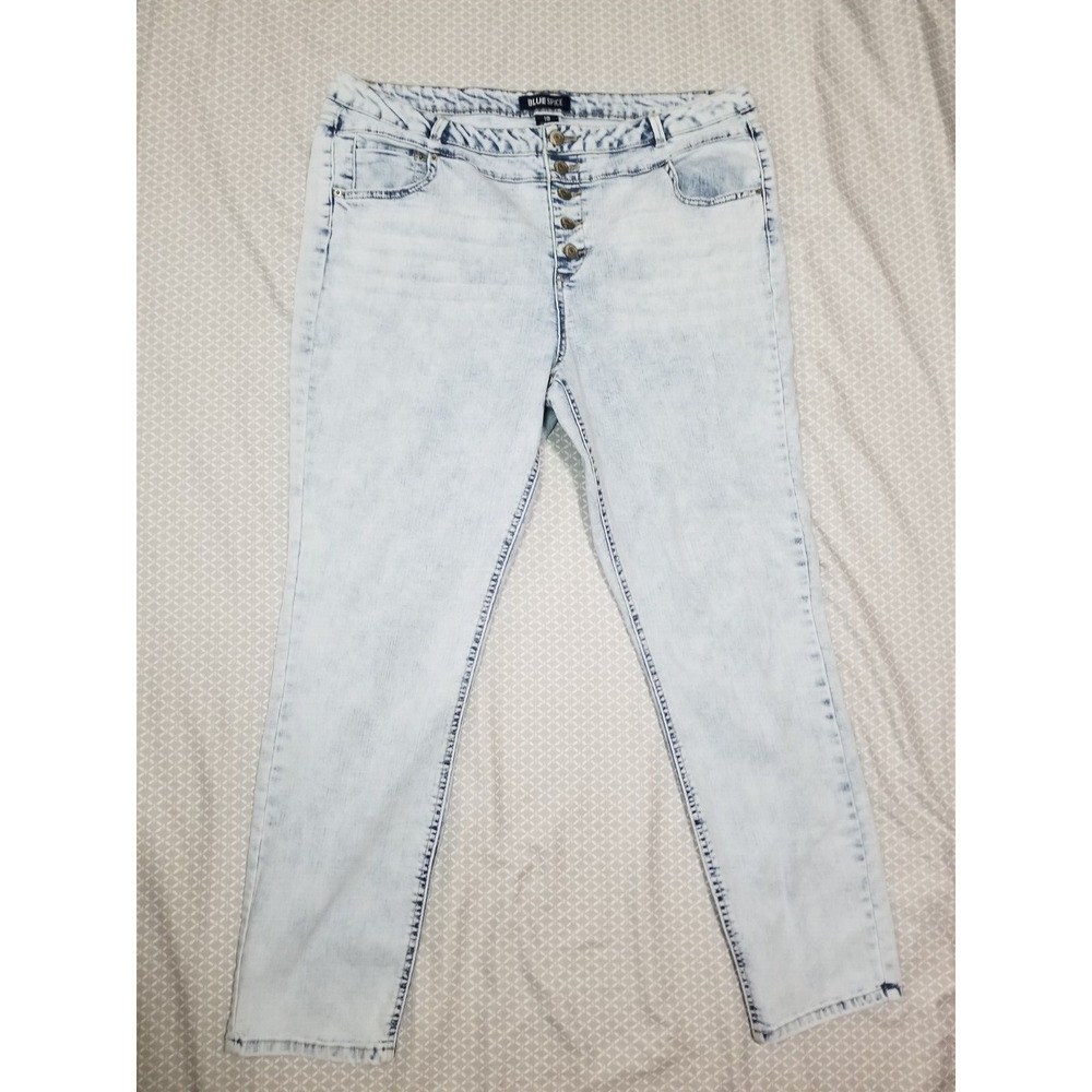 Blue Spice Juniors Light Acid Wash Skinny Button Fly Jeans Size 19 (25" Inseam)